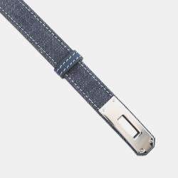 مملوكة مسبقًا Hermes Belt Kelly Jean Blue Indigo/White/Blue Navy Denim Epsom Size 18
