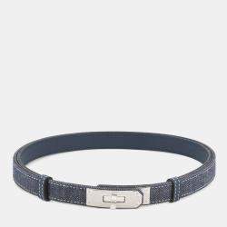 مملوكة مسبقًا Hermes Belt Kelly Jean Blue Indigo/White/Blue Navy Denim Epsom Size 18