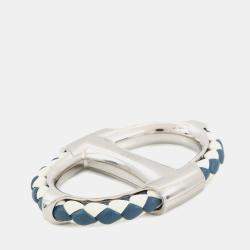 مملوكة مسبقًا حلقة وشاح هيرمس 90 شاين دانكر تريسي بالاديوم / نحاس أزرق مطلي بالاديوم