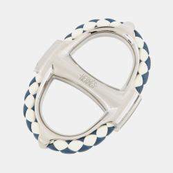 مملوكة مسبقًا حلقة وشاح هيرمس 90 شاين دانكر تريسي بالاديوم / نحاس أزرق مطلي بالاديوم