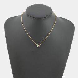 Pre Owned قلادة هيرمس بوب أش روكابار مالابار فيرت/روزي مطلي ذهب.