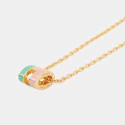 Pre Owned قلادة هيرمس بوب أش روكابار مالابار فيرت/روزي مطلي ذهب.