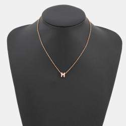 مملوكة مسبقًا قلادة هيرمس بوب آش بحجم صغير وردي دراجي مطلي بالذهب لاكيه