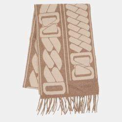 Pre Owned Hermes Cashmere Scarf Clic Se Nue Marron Grasset/Craie Cashmere100%