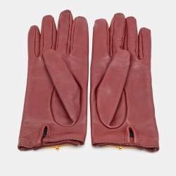 Pre Owned قفازات هيرمس كيلي لوك من جلد نوير سويا مقاس 6