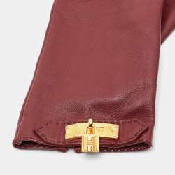 Pre Owned قفازات هيرمس كيلي لوك من جلد نوير سويا  مقاس 6