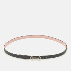 Pre Owned حزام هيرمس جاما 75 سم إبزيم قابل للعكس وردي ساكورا/رمادي ميستي جلد سويفت وإيبسوم