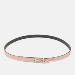 Pre Owned Hermès Gamma 75 CM Reversible Buckle Belt Rose Sakura/Gris Misty Swift and Epsom Leather
