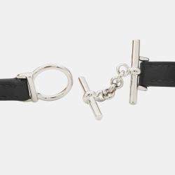 Pre Owned Hermes Leather Bracelet "CroisiRe" Double Tour Size T3 Black Swift Leather