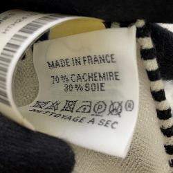 Pre Owned وشاح هيرمس قطن 30% حرير 30% مهرجان الأمازونات بحجم كبير 140 أبيض/أسود