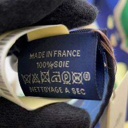 Pre Owned وشاح هيرمس الحرير 100% الغموض من 24 كارير حجم تسعين أزرق/أخضر/بحري سييلh004106s