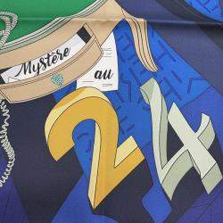 Pre Owned وشاح هيرمس الحرير 100% الغموض من 24 كارير حجم تسعين أزرق/أخضر/بحري سييلh004106s