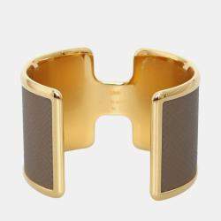 Pre Owned Hermes Olympe Epsom, Gold Cuff Bracelet