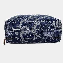 Pre Owned Hermes Travel Blue, White Silk PM Cube