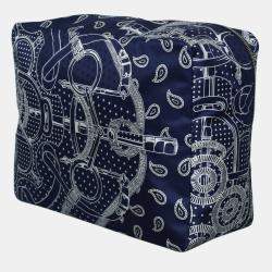 Pre Owned Hermes Travel Blue, White Silk PM Cube