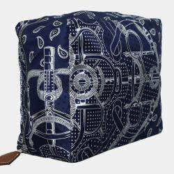 Pre Owned Hermes Travel Blue, White Silk PM Cube