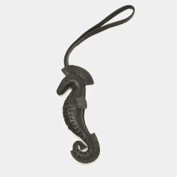Pre Owned Hermès Seahorse Bag Charm Noir Milo Leather