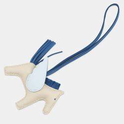 Pre Owned Hermes Rodeo Pegasus Craie/Blue France/Blue Brume Lambskin Size Pm