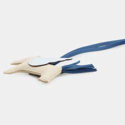 Pre Owned Hermes Rodeo Pegasus Craie/Blue France/Blue Brume Lambskin Size Pm