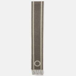 Pre Owned Hermès Grey/White Casaque Bande de Repos Cashmere Scarf