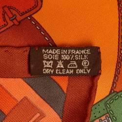 Pre Owned Hermès Orange/Brown Madame Cuir Silk Gavroche 45 