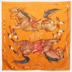 مملوكة مسبقًا Hermès Orange Silk Grand Galop Scarf
