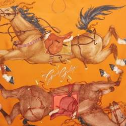 Pre Owned وشاح هيرمس حرير ميكانيك دو تامب أزرق