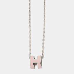 Pre Owned Hermes Pop Ash Necklace Size Mini Rose Dragee Lacquer Metal