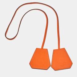 Pre Owned Hermès Capucine Hat Clip Orange Minium Epsom Leather