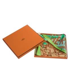 Pre Owned Hermes Green Le Robinson Chic Silk Square Scarf 