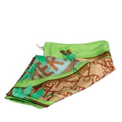 Pre Owned Hermes Green Le Robinson Chic Silk Square Scarf 