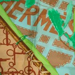 Pre Owned Hermes Green Le Robinson Chic Silk Square Scarf 