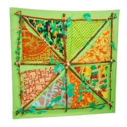 Pre Owned Hermes Green Le Robinson Chic Silk Square Scarf 