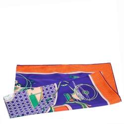 Pre Owned Hermes Violet & Orange Transformation Cars Silk Twill Square Scarf