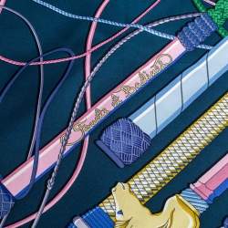 Pre Owned Hermes Blue Fouet et Badine Silk Twill Square Scarf