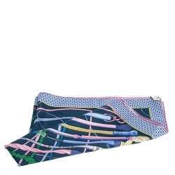 Pre Owned Hermes Blue Fouet et Badine Silk Twill Square Scarf