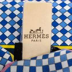 Pre Owned Hermes Blue Fouet et Badine Silk Twill Square Scarf