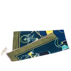 Pre Owned Hermes Navy Blue & Olive Transformation Cars Silk Twill Square Scarf