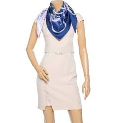 Pre Owned Hermes Marine Blue Plumets Du Roy Silk Scarf