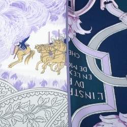 Pre Owned Hermes Marine Blue Plumets Du Roy Silk Scarf