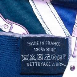 Pre Owned Hermes Marine Blue Plumets Du Roy Silk Scarf