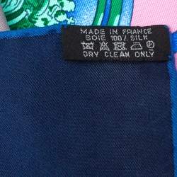 Pre Owned Hermes Marine Blue Harnais De Cour Silk Scarf