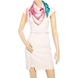 Pre Owned Hermes Green & Rose Plumets Du Roy Silk Scarf