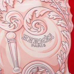 Pre Owned Hermes Green & Rose Plumets Du Roy Silk Scarf