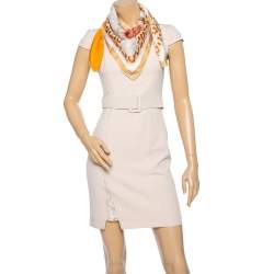 Pre Owned Hermès Orange Plumets du Roy Silk Scarf