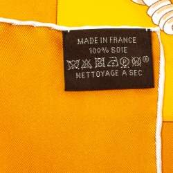 Pre Owned Hermès Orange Plumets du Roy Silk Scarf