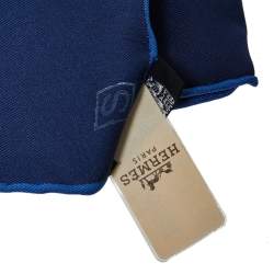 Pre Owned Hermes Marine Blue Harnais De Cour Silk Scarf