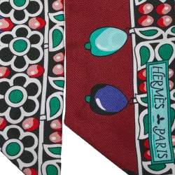 Pre Owned Hermes Bordeaux & Violet Parures des Maharajas Silk Twilly Scarf