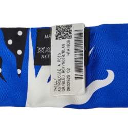 Pre Owned Hermes Blue & Black Astrologie a Pois Silk Twilly Scarf