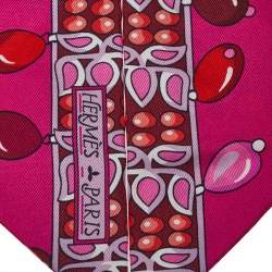 Pre Owned Hermes Red & Pink Parures des Maharajas Silk Twilly Scarf
